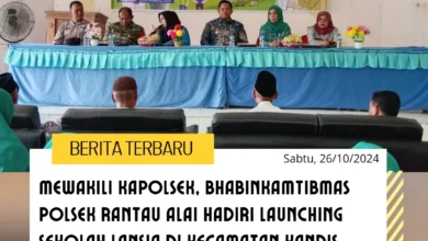 Mewakili Kapolsek, Bhabinkamtibmas Polsek Rantau Alai Hadiri Launching Sekolah Lansia di Kecamatan Kandis