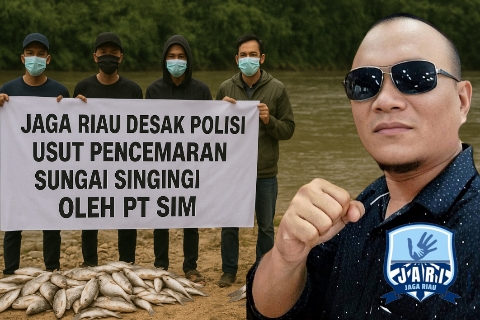 Jaga Riau Desak Polisi Usut Dugaan Pencemaran Sungai Singingi oleh PT SIM Adra Sufianta, ketua bidang lingkungan Jaga Riau Kuansing