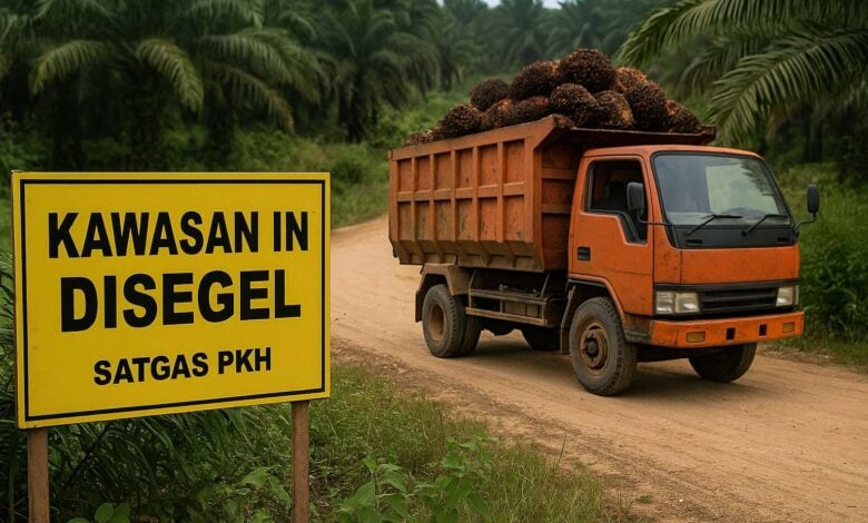 Gambar Ilustrasi PT Meroke Alias Koperasi GKS Masih melakukan aktivitas Panen pada kebun Kelapa Sawit Yang Disegel Satgas PKH