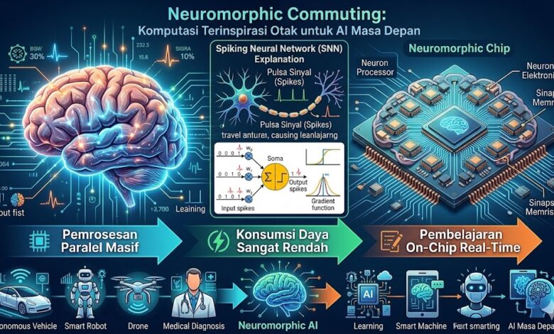 Neuromorphic Computing mengadopsi arsitektur otak manusia untuk menciptakan AI yang lebih efisien dan adaptif. Jelajahi chip neuromorfik dan aplikasi brain-inspired computing.