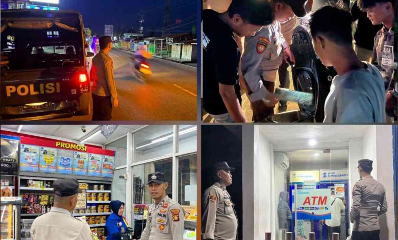 Jaga Kondusifitas Malam Hari, Polsek Tanjung Raja Gelar KRYD dan Strong Point di Titik Rawan