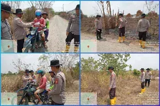 Satgas Posko Polsek Indralaya Gelar Patroli Terpadu dan Sebar Maklumat Cegah Karhutla