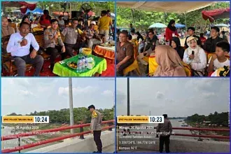 Semarak HUT ke-81 Republik Indonesia, Personil Polsek Tanjung Raja Amankan Lomba Perahu Bidar Mini di Sungai Ogan Kampung Bawah