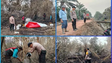5 Hektare Lahan Gambut Terbakar di Tanjung Pule, Kapolsek Indralaya Pimpin Langsung Mitigasi