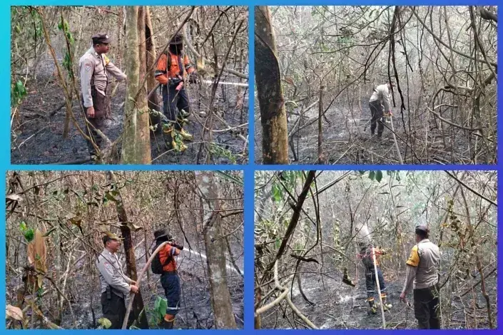 Cegah Kebakaran Lahan, Polsek Tanjung Raja Libatkan Tiga Pilar, BPBD dan MPA