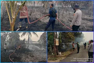 Kapolsek Indralaya Pimpin Langsung Pemadaman Karhutla, Sekitar 1 Hektare Lahan Berhasil Dipadamkan