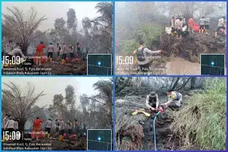 Polsek Indralaya dan Tim Gabungan Sigap Tangani Karhutla di Tanjung Pule, 5 Hektare Lahan Terbakar Kini Padam Total
