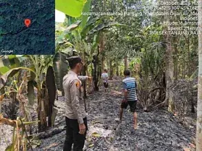 Polsek Tanjung Raja Cek Titik Hotspot di Rantau Panjang, Api Berhasil Dipadamkan