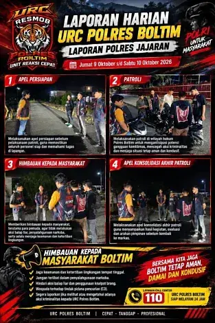 Kanit Resmob Marsel Tandayu Pimpin Patroli URC Polres Boltim, Jaga Kamtibmas dan Sampaikan Himbauan ke Masyarakat