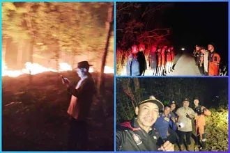 Kapolsek Tanjung Batu Pimpin Langsung Pemadaman Karhutla, Sekitar 5 Hektare Lahan Karet Terbakar