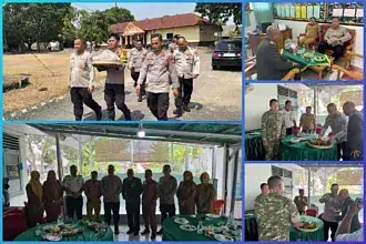 Jaga Soliditas, Polsek Tanjung Raja Anjangsana ke Koramil 402 di Momen HUT TNI ke-81