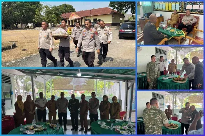 Jaga Soliditas, Polsek Tanjung Raja Anjangsana ke Koramil 402 di Momen HUT TNI ke-81