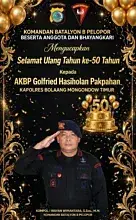 Danyon B Pelopor Beri Ucapan Selamat Ulang Tahun Yang Ke-50 Untuk Kapolres Boltim